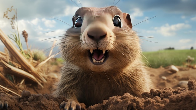 Ilustración de arte digital antropomórfica de la marmota