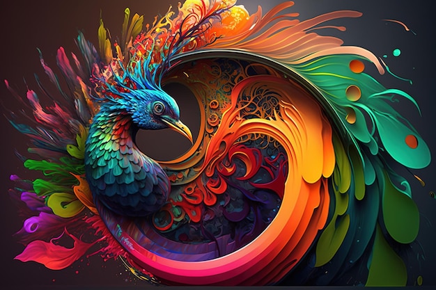 Ilustración de arte digital de aves coloridas