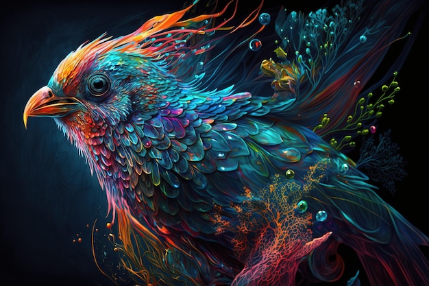 Ilustración de arte digital de aves coloridas