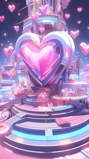 Una ilustración de arte digital de un corazón con las palabras amor en él