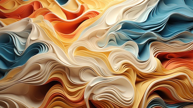 Ilustración de arte digital de esculturas de papel abstracto