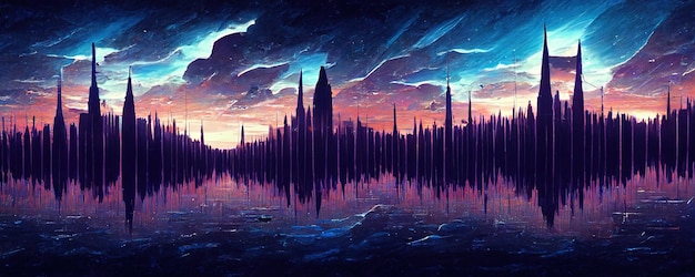 Ilustración de arte digital de onda de sonido musical de fondo abstracto
