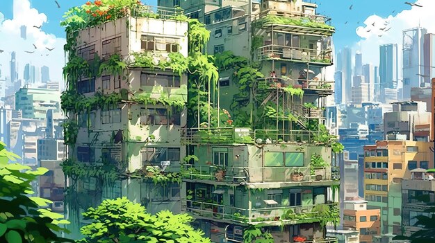 Ilustración de arte digital de la selva urbana IA generativa