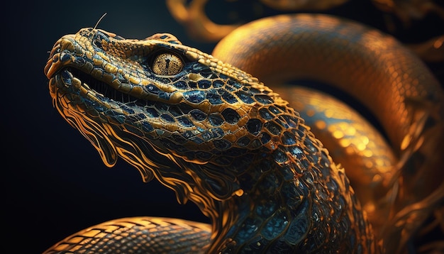 Ilustración de arte digital de serpiente IA generativa