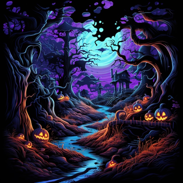 ilustración arte espeluznante fondo de halloween