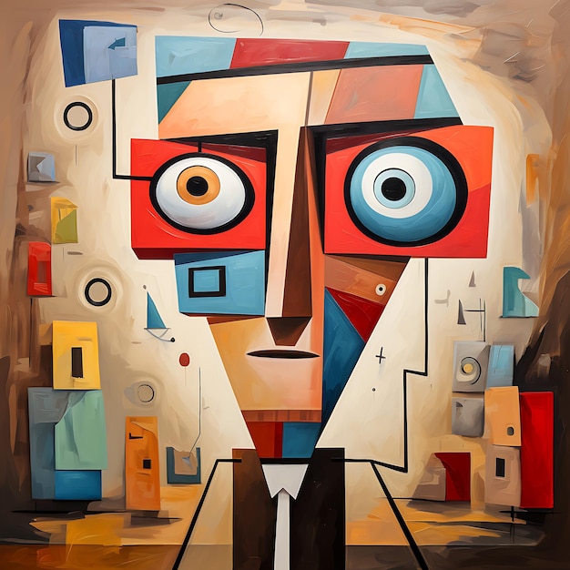 Ilustración Arte Estilo cubista Artista abstracto divertido Personaje de dibujos animados anime creativo y lindo