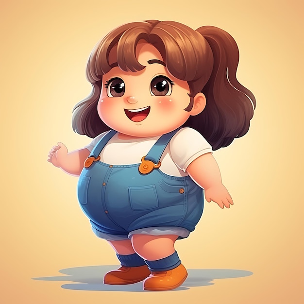 Ilustración Arte Estilo retro Gordita y traviesa Chubby Funny Chubby Girl Animado creativo anime lindo