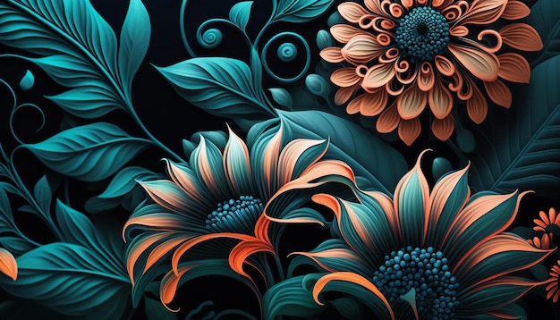 Ilustración arte flor patrón backgroundGenerative AI