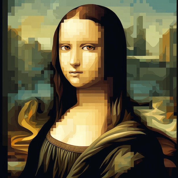 Foto ilustración de arte fotográfico del estilo monalisa 16bits