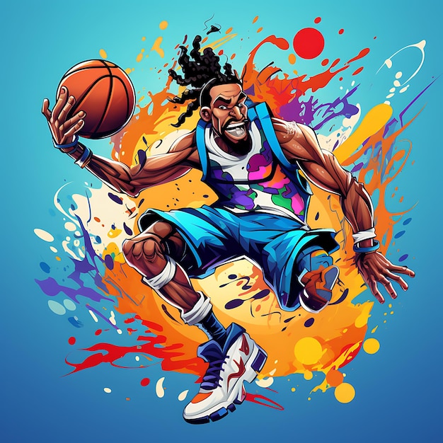 Ilustración Arte Graffiti Estilo Baloncesto callejero Cultura Graffiti divertido Bask creativo anime lindo