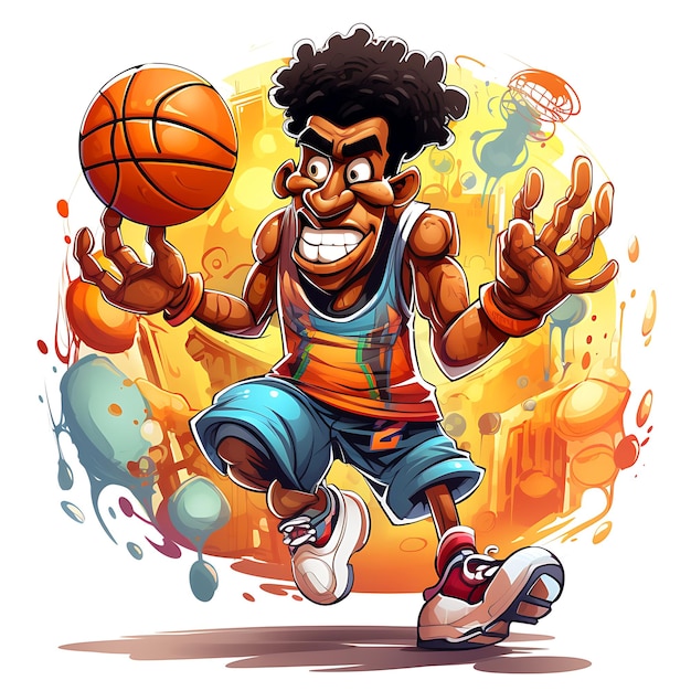 Ilustración Arte Graffiti Estilo Baloncesto callejero Cultura Graffiti divertido Bask creativo anime lindo