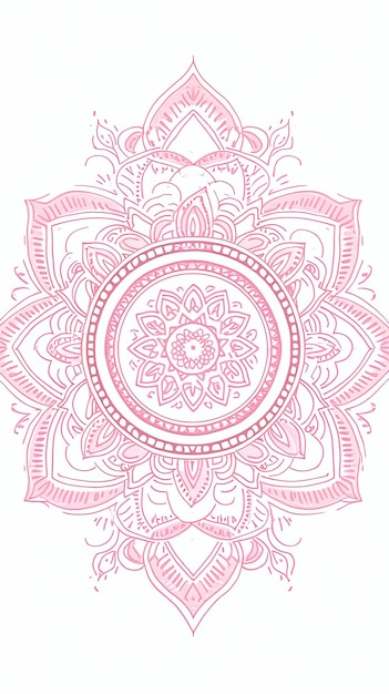 Ilustración del arte de la línea del borde del mandala en rosa