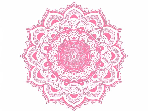 Ilustración del arte de la línea del borde del mandala en rosa