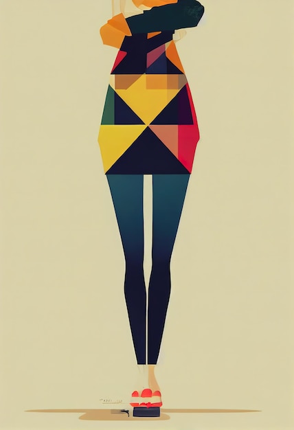 Ilustración de arte de moda abstracta de modelo de chica de moda