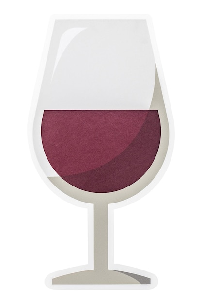 Ilustración de arte de papel de vino rojo icono diseño pegatina
