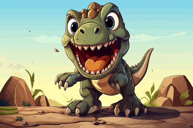 Foto ilustración de arte vectorial de las criaturas prehistóricas de los dinosaurios