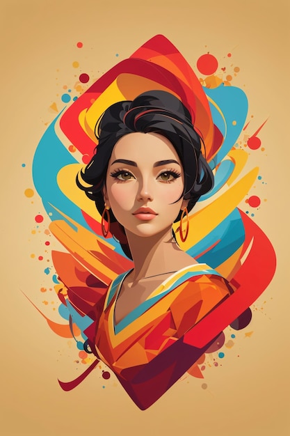 Ilustración de arte vectorial de mujer colorida