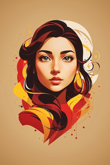 Ilustración de arte vectorial de mujer colorida