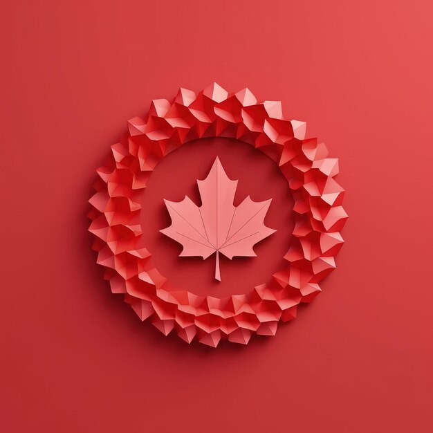 Ilustración de artesanía minimalista 3D orgullosamente canadiense para las festividades del Día de Canadá