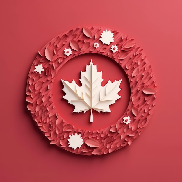 Ilustración de artesanía minimalista 3D orgullosamente canadiense para las festividades del Día de Canadá