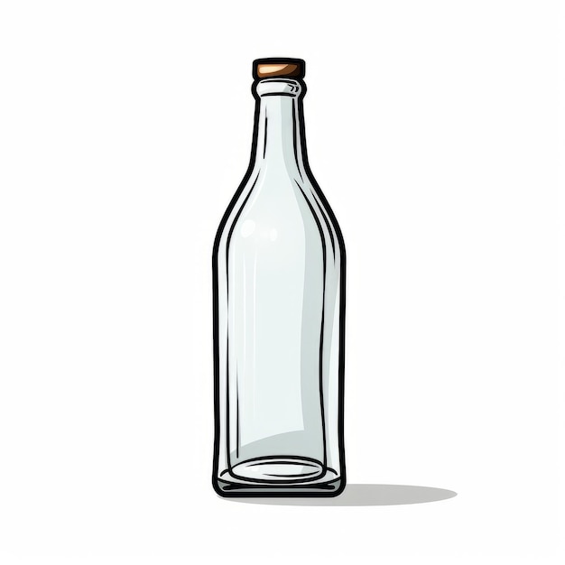 Ilustración artística de botellas de vidrio en fondo blanco