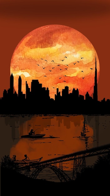 Una ilustración artística de una ciudad