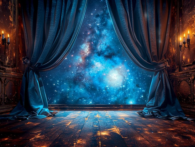 Foto ilustración artística conceptual del teatro del universo