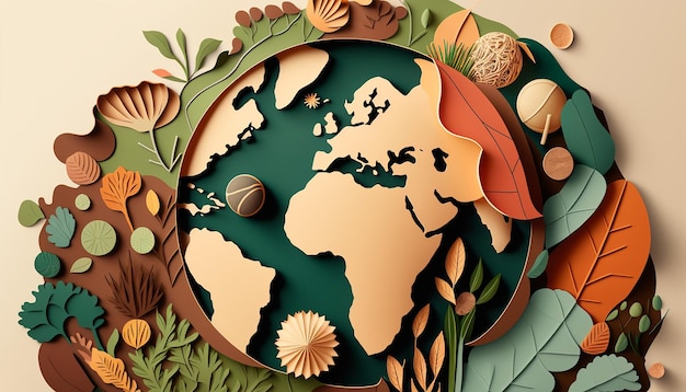 Ilustración artística del Día de la Tierra para una marca sostenible AI generativa
