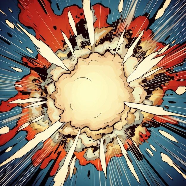 Ilustración artística de la explosión de la supernova en estilo cómic retro