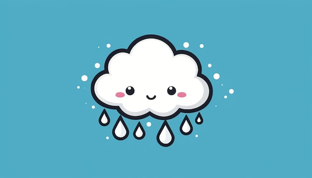 Foto ilustración artística de la linda nube de lluvia de dibujos animados en el pegatino de angustia