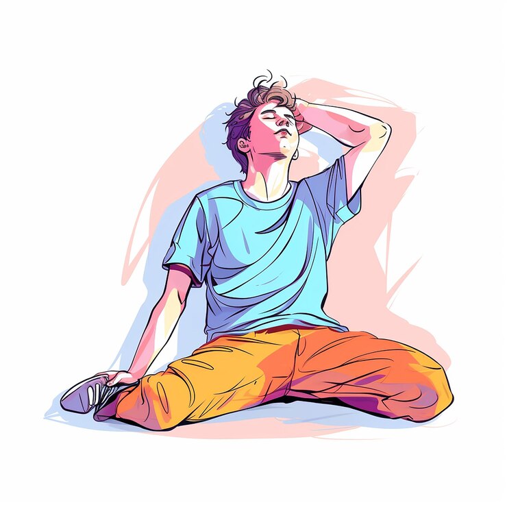 Foto ilustración artística de líneas vectoriales de personas perezosas de color