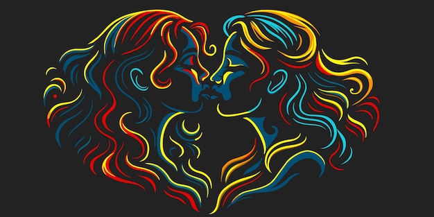 Foto ilustración artística que muestra a dos mujeres en un momento de afecto que simboliza el amor lésbico