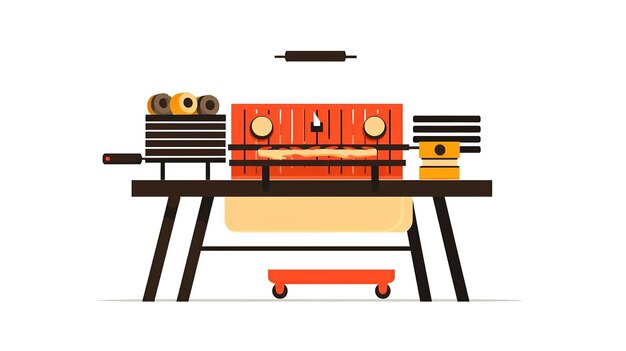 ilustración asando bistecs jugosos en una barbacoa