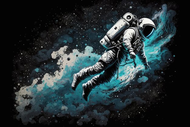 Ilustración de un astronauta flotando libremente en el espacio