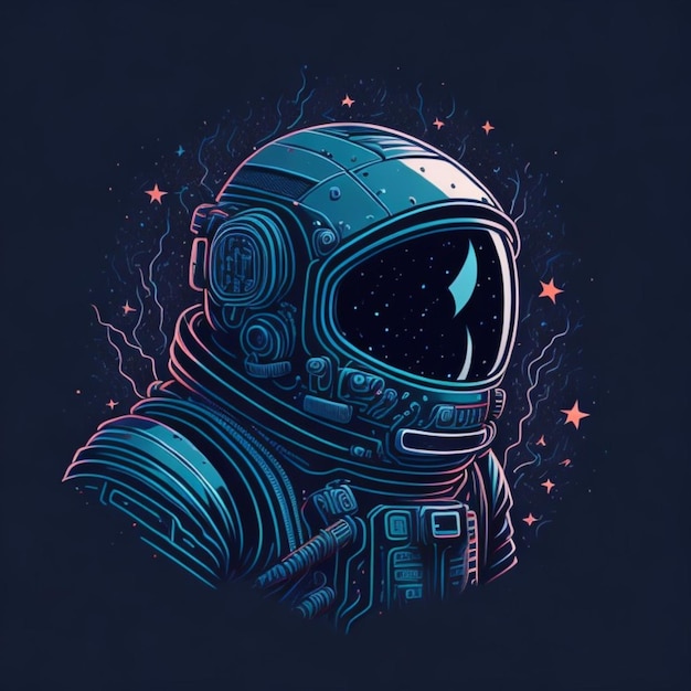 Una ilustración de un astronauta con un fondo azul y la palabra espacio en él