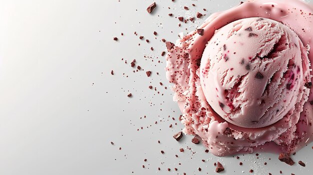 Foto una ilustración atractiva de una cuchara de helado de fresa y rosa separada en un fondo sólido con espacio de copia de texto para publicidad ia generativa