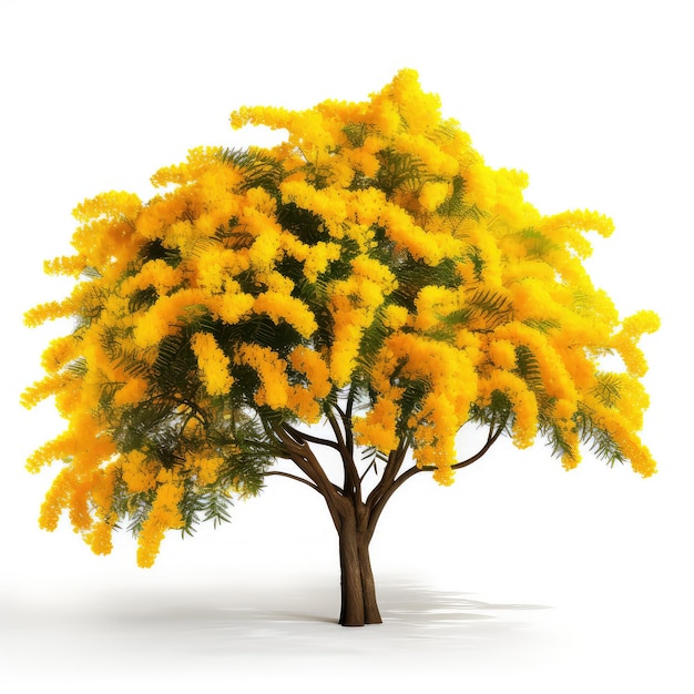 Ilustración atractiva de la exhibición del arte de aislamiento perfecto del árbol de mimosa