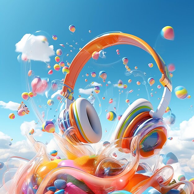 Ilustración de auriculares 3D