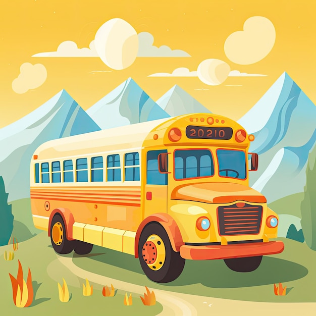 Ilustración de un autobús escolar