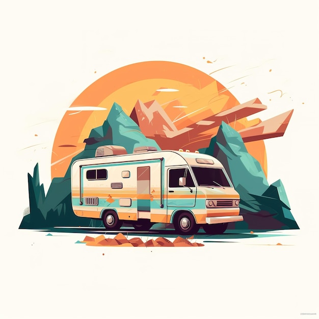 ilustración de autocaravana