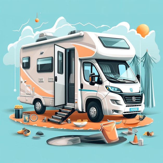 ilustración de autocaravana