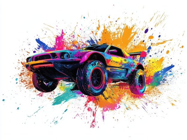 Ilustración de automóviles con control remoto en el colorido estilo del arte pop