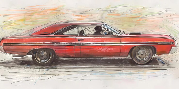 Foto ilustración de automóviles musculares motores viajes por carretera ai imagen de automóviles