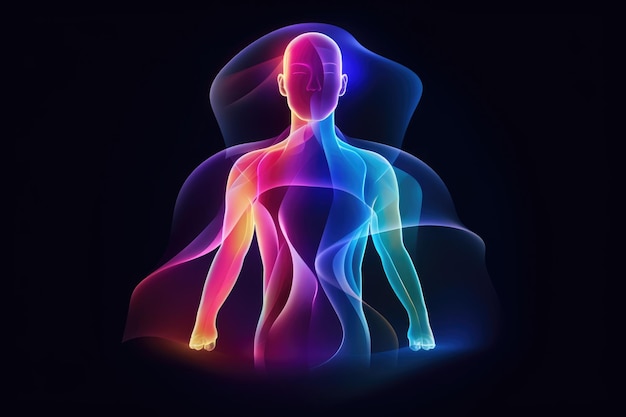 Ilustración de avatar de bioluminiscencia vívida contra un fondo negro