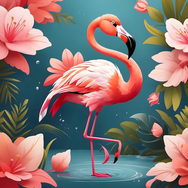 Ilustración de las aves flamencas AI Generative