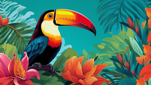 ilustración de aves tropicales