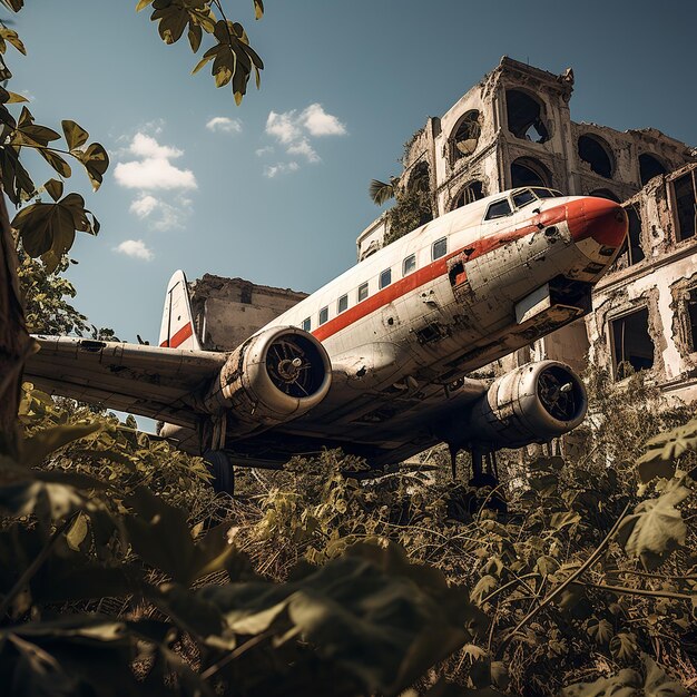 Foto ilustración del avión cubano volando