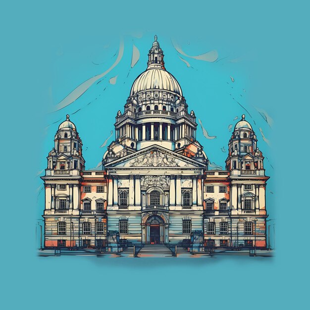Ilustración del Ayuntamiento de Belfast, Irlanda del Norte