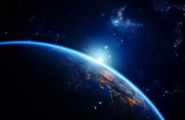 Una ilustración del azul de la Tierra brillando