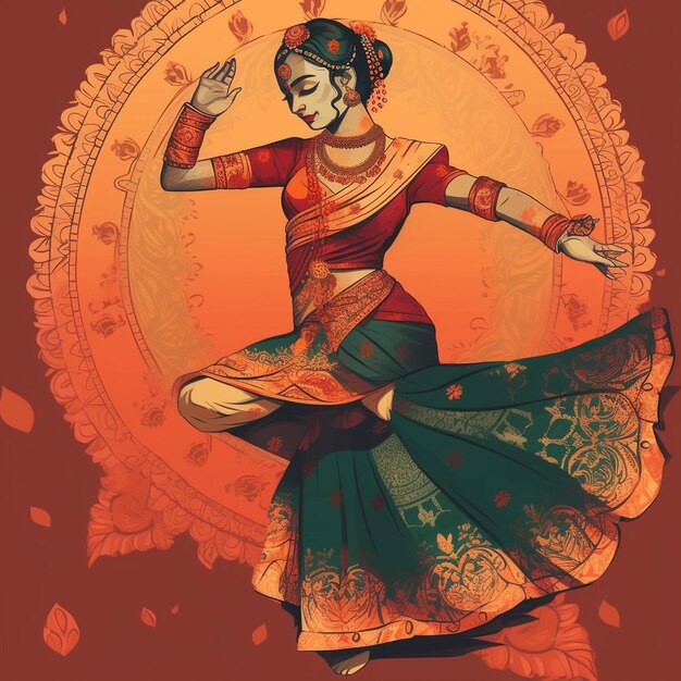 Ilustración de bailarina kathak